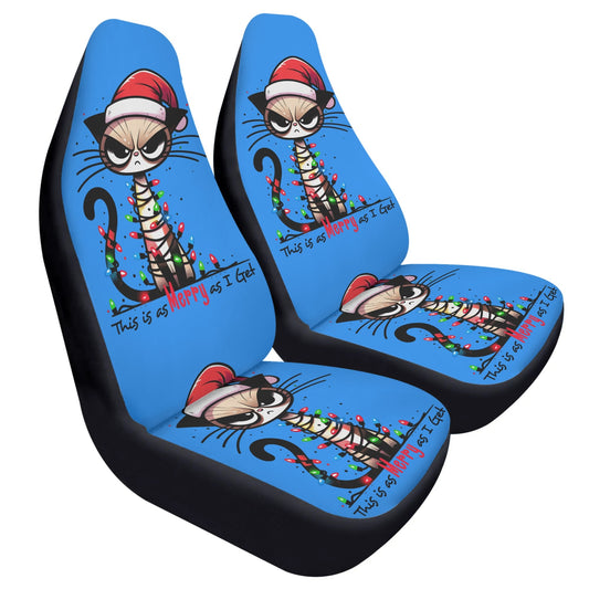 Personalize-UNMerry Cat-Front Car Seat Covers